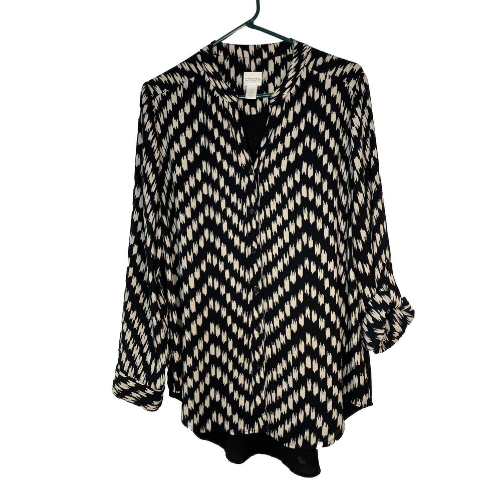 Chicos Mod Art Print Geometric Dopamine Dressing Y2K  Top Blouse sz 2 / L (15